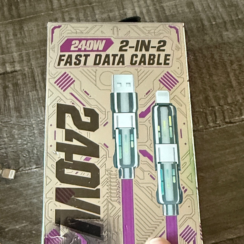 2-in-2 Fast Data Fast Charging Cable - NWT - Picture 4 of 6